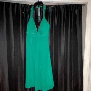 Elegant Green Halter Dress